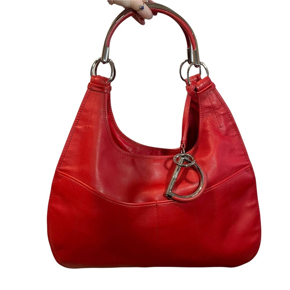 Vintage Dior 61 Red Leather Shoulder Bag